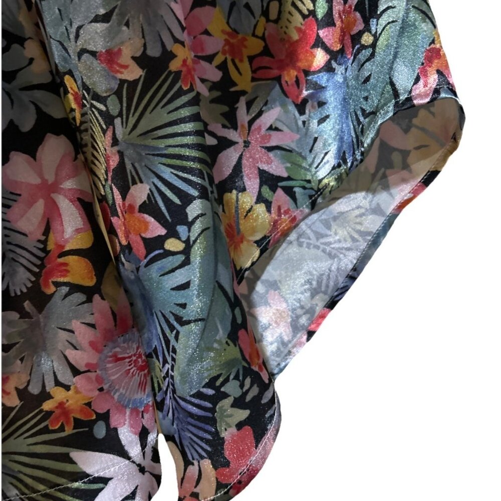 Kimono Robe Hawaiian Lei Palm Floral Multicolor Tie Flowy New Women’s Gift - Picture 11 of 14